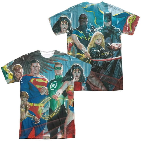 JLA League of Heroes Unisex Adult Sublimated Costume T Shirt (Front/Back), 3X-Large Multicolor