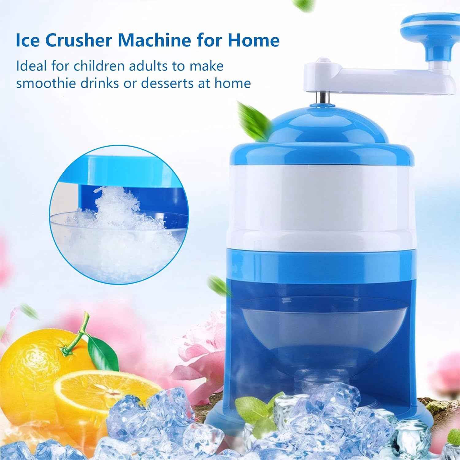 Manual Shaved Ice Machine : Portable Ice Shaver Machine for Making Smoothies and Cold Drinks,Mini Ice Crushers for Home Use,Ice Shaver for Outdoor Picnics Camping Use