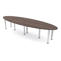10 Person Oval Conference Table 12'x4' with Power And Data Post Legs