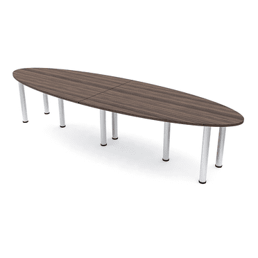 10 Person Oval Conference Table 12'x4' with Power And Data Post Legs