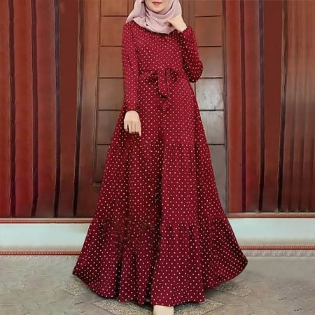 Lilgiuy Women's Dots Ankle-Dress Swing Long Dress Clearance Sales Fall Dresses for 2022 Spring Winter