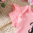 thumbnail image 5 of Ulitacool 0-3 Months Newborn Girl'S Outfits Summer Short Sleeve Bodysuit Cartoon Print Pants Hat Two Piece Matching Set Handsome Clothes Pink2, 5 of 7
