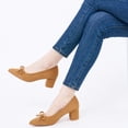 thumbnail image 6 of Ecetana Women's Pointed‑Toe Faux Suede Bow Pumps Chunky Block Heel Closed‑Toe Comfort Dress Shoes for Office Wedding, 6 of 6