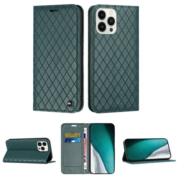 TECH CIRCLE for Apple iPhone 13 Pro Wallet Phone Case,Leather Magnetic Closure Folio RFID Blocking Card Slots Flip Stand Cover for Women and Men Phone Protective Cover,Green