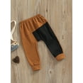 thumbnail image 3 of Bagilaanoe Toddler Baby Boy Casual Pants Striped Patchwork ZElastic Waist Trousers 1T 2T 3T 4T 5T Kids Sportpants, 3 of 8