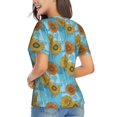 thumbnail image 2 of Goofa Sunflowers Pattern Women's Slim-Fit Short-Sleeve V-Neck T-Shirt,Classic-Fit Short-Sleeve V-Neck T-Shirt-Small, 2 of 5