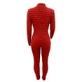 thumbnail image 4 of SMihono Bubble Texture Workout Jumpsuit for Women Zip Up Stand Collar Bodycon Romper Fashion Trendy One Piece Long Bodysuit Red 6, 4 of 6
