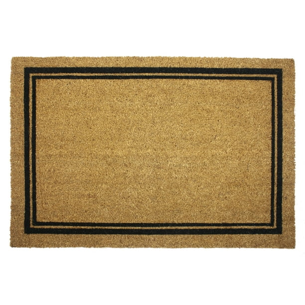 Entryways Coir Doormat w/Border and Backing, 24'' x 36'', Natural Coir