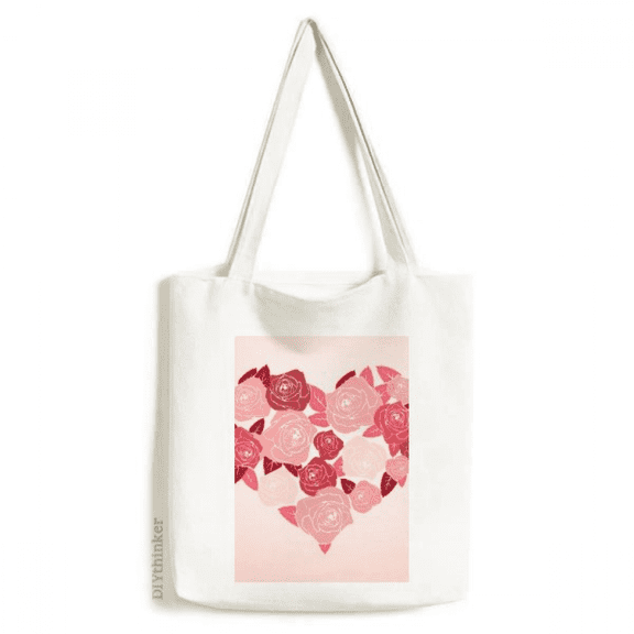 Heart Shaped Roses Valentine's Day Tote Canvas Bag Shopping Satchel Casual Handbag