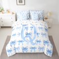 thumbnail image 2 of Erosebridal Initial Letter Q Bedding Sets King Size,Bowtie Pattern Comforter Sets with Sheets,White Blue Bed in a Bag King Size For Girls,Breathable Bedroom Decoration Reversible,7-Piece, 2 of 7