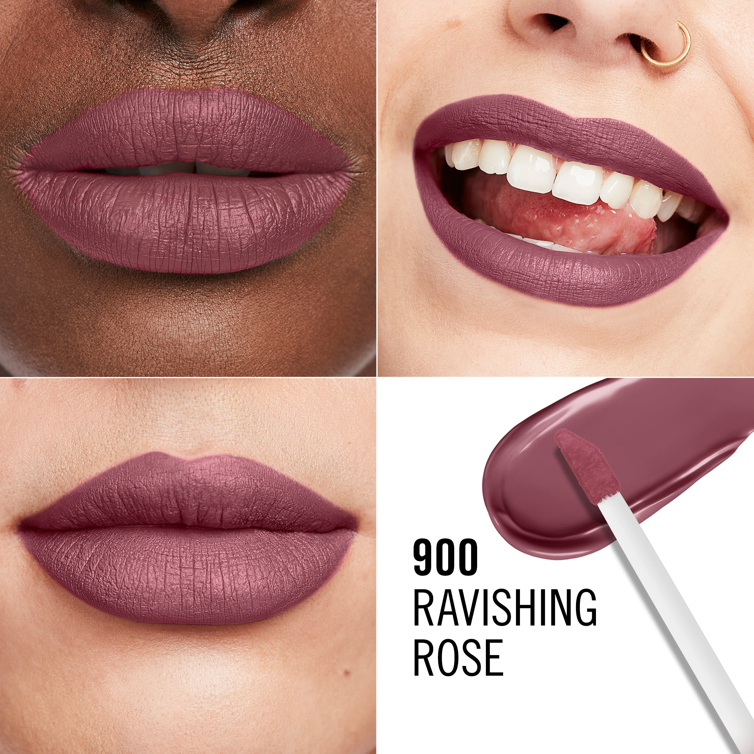 RIMMEL Lasting Mega Matte Liquid Lipstick, 900 Ravishing Rose, 0.25 fl oz