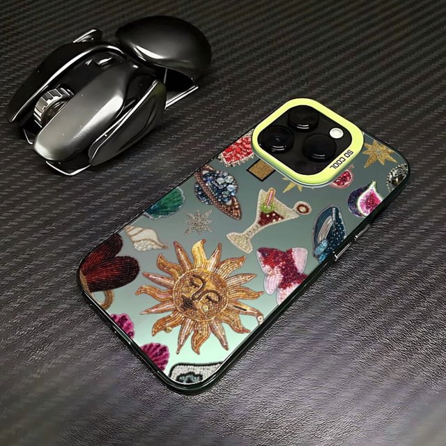 Retro Sun Planet Cocktail Phone Case for IPhone 16 15 14 13 12 11 Pro Max X XR XSMAX Plus Anti Fall Matte Back Cover