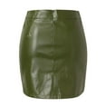 thumbnail image 7 of XIAONU Mini Leather Skirt For Women Side Slit Glossy Skirts Trendy Punk Party Streetwear Skirt, 7 of 7