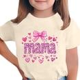 thumbnail image 2 of ITSAME Girls T-Shirt, Mother's Day Print Round Neck Short Sleeve Festival Casual Comfortable Tops for Kids Beige Size 12-13T, 2 of 5