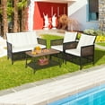 thumbnail image 2 of Costway 8PCS Patio Rattan Furniture Set Cushioned Chairs Wood Table Top W/Shelf, 2 of 10