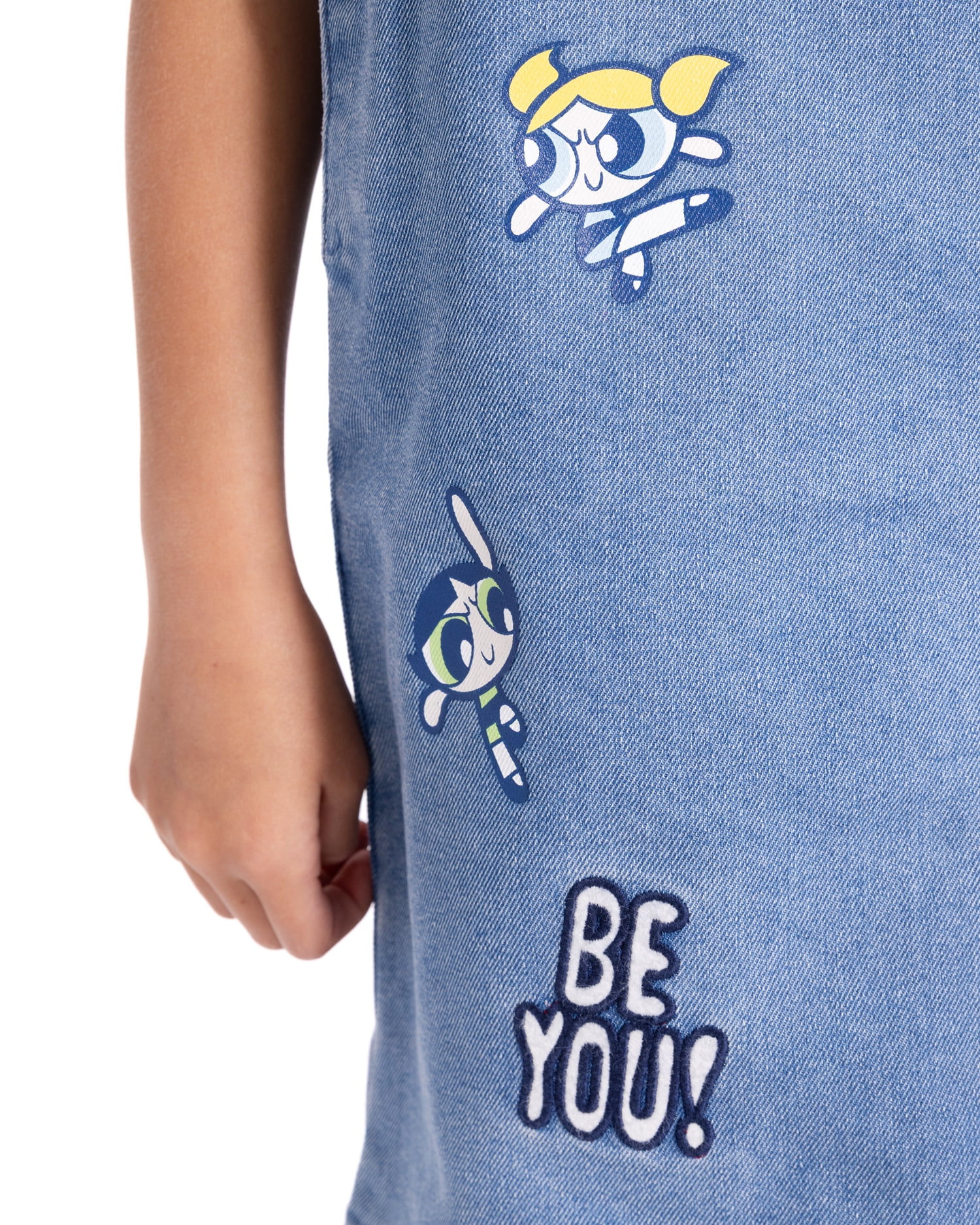 Powerpuff Girls Girls Graphic Ribbed Tee and Denim Jumper Dress Set, 2 Piece, Sizes 4-12