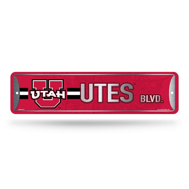 Rico Industries Ncaa Utah Utes Home D?Cor Letrero De Metal Para La Calle (4 X 15 Pulgadas) Ideal Para El Hogar, Oficina, Dormitorio Y Cueva Del Hombre Hecho