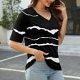 thumbnail image 5 of EHTMSAK Womens Golf Shirts 2024 Trendy V Neck Elbow Blouses Western Half Sleeve Fashion Lightweight Tunic Tops Black 2XL, 5 of 6
