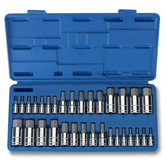 32 PC MASTER ALLEN WRENCH BIT KIT HEX KEY FOR RATCHET SOCKET TOOL SAE METRIC SET