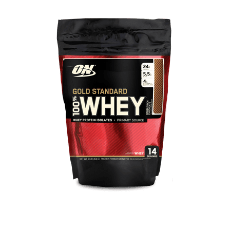 Best Optimum Nutrition Gold Standard 100% Whey Protein Powder, Double Rich Chocolate, 24g Protein, 1 Lb deal