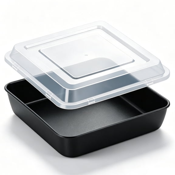 Square Baking Pan with Lid, 8inch Stainless Steel Cake Pan, Non-Stick Baking Brownie Pan, Metal Bakeware for Baking, Dishwasher Safe