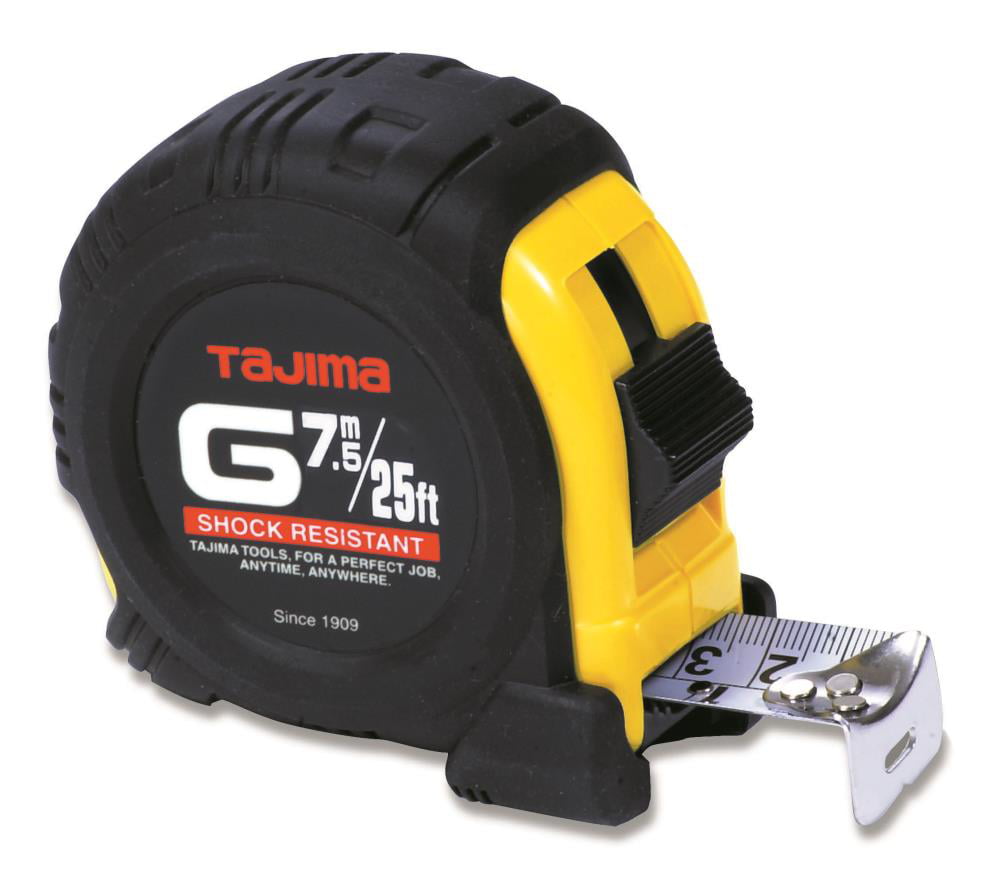 SAE & Metric Scale 25ft/7.5m x 1 inch Sigma Stop Measuring Tape with Acrylic Coated Auto Locking Blade & Safety Belt Holder SSSF-25/7.5MBW TAJIMA Tape Measure