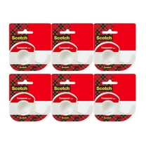 Scotch Transparent Tape Value Pack, 1/2 inch x 450 inch Rolls, Clear Glossy Finish, 6 Rolls with Dispensers Non-Yellowing Multi-Purpose Tape