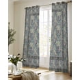 thumbnail image 5 of Blue Boho Sheer Curtains 63 Inch Length 2 Panels Set for Living Room/Bedroom, Vintage Ethnic Tribe Abstract Art Floral Kitchen Curtains Grommet Semi-Sheer Curtains Drapes Window Treatments 42"x63"x2, 5 of 7