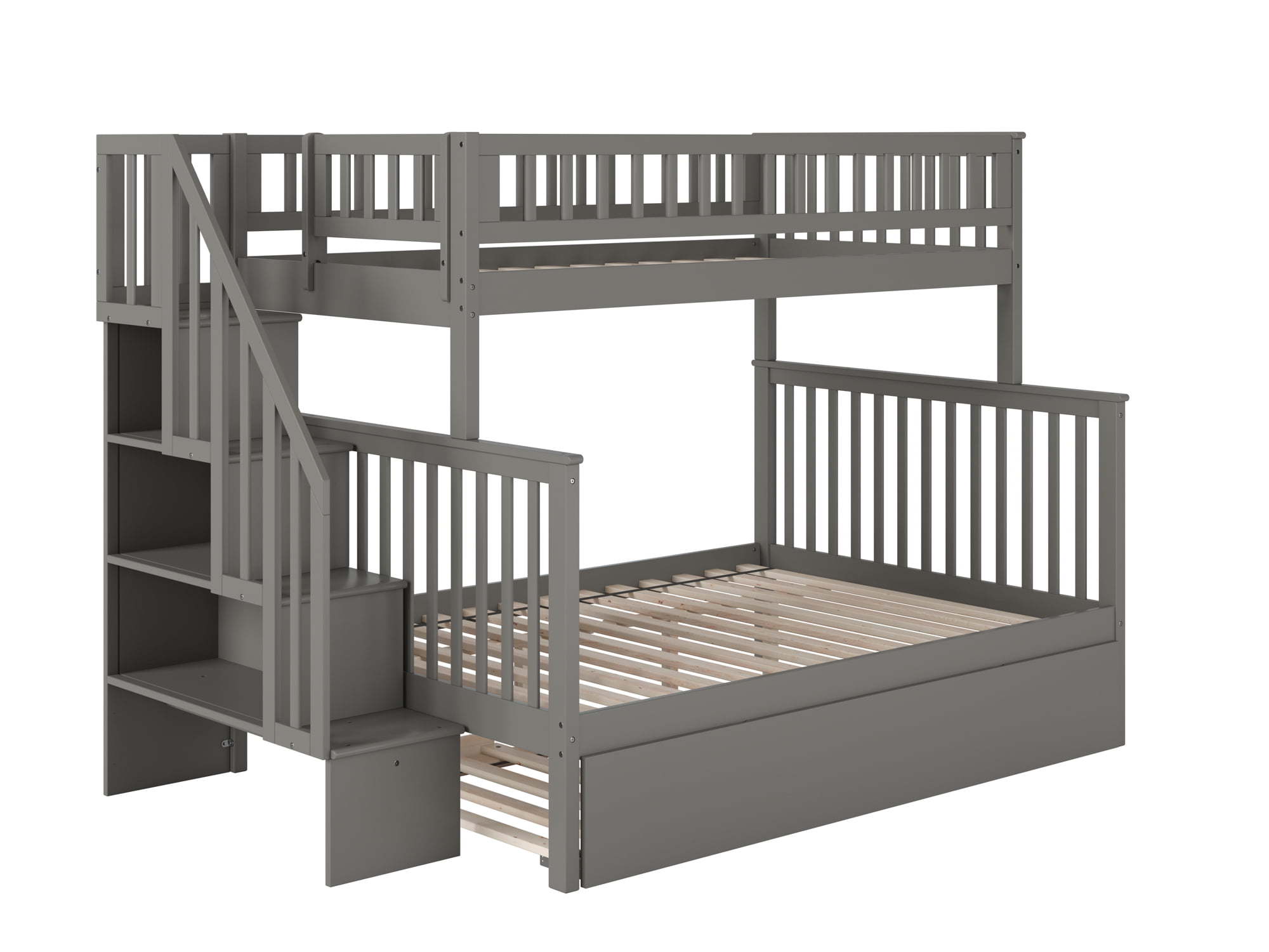 Woodland Staircase Bunk Bed Twin over Full with Twin Size Urban Trundle