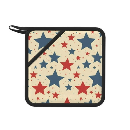 

1 Pc Silicone Anti-Hot Hot Pads Oven Mitts Heat Resistant Pot Holders With Pockets Non Slip Oven Glove Potholder For Kitchen Cooking Bbq Baking 7.1in Independence Day Theme Elements Star (1)