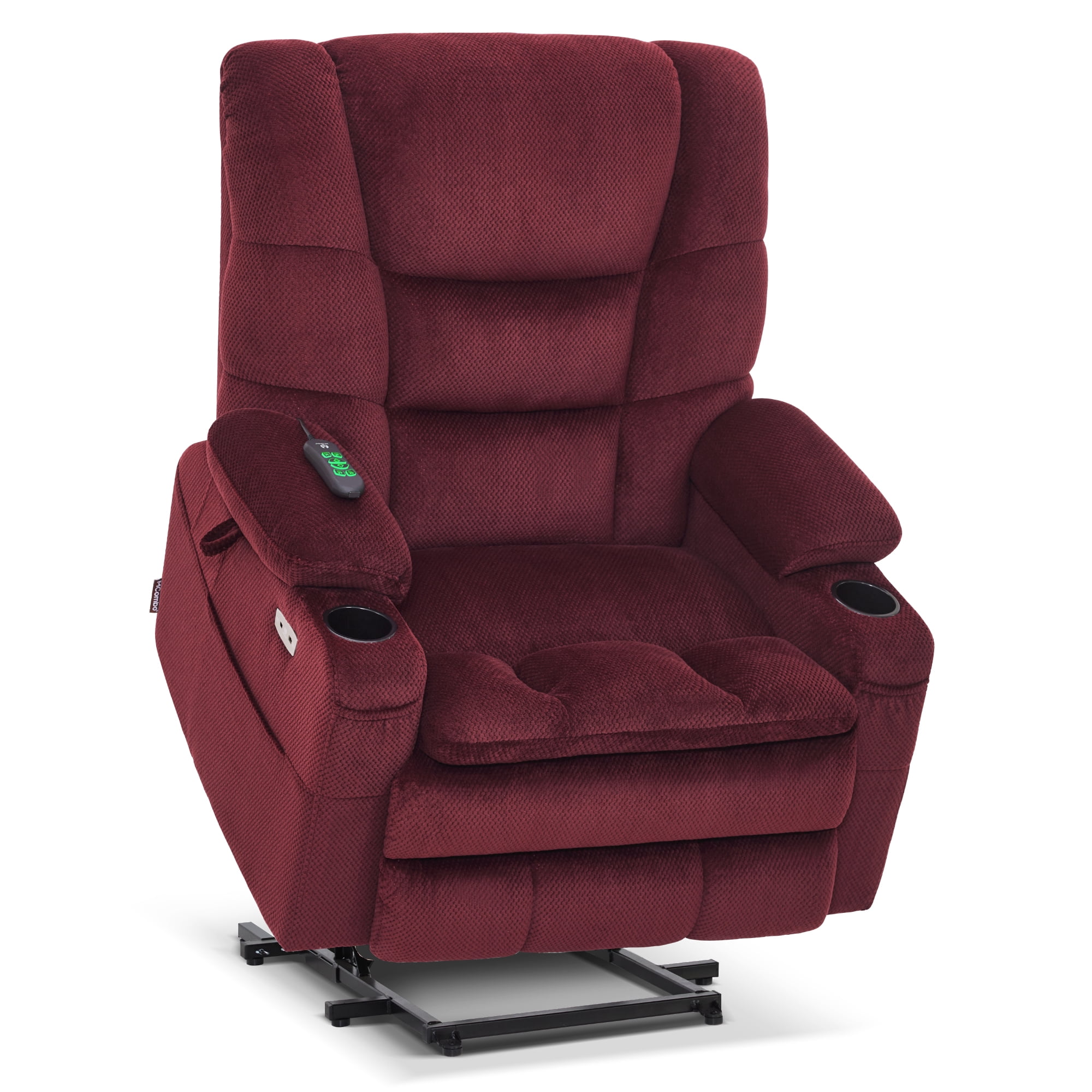 MCombo Oversized Triple Motor Power Lift Recliner with Adjustable Headrest for Big Tall Elderly, Fabric(Burgundy, Large-Wide)