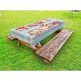 thumbnail image 1 of Letter H Outdoor Tablecloth, Seashells and Starfishes Marine Themed H on Soft Colored Surface, Decorative Washable Fabric Picnic Tablecloth, 58 X 104 Inches, Pale Blue Ivory Dark Coral, by Ambesonne, 1 of 2