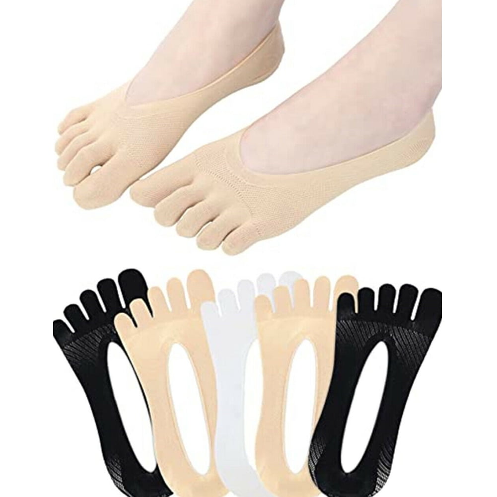 5 Pairs No Show Five Fingers Invisible Liner Boat Cotton Ankle Invisable Orthopedic Compression Toe Socks for Women Ladies, Women's, Size: One Size