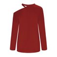 thumbnail image 5 of Mujeres Suelto Jersey Estampado Halter Fuera Del Hombro Manga Larga Tops Blusas Camisetas Fridja  hkj4871, 5 of 5