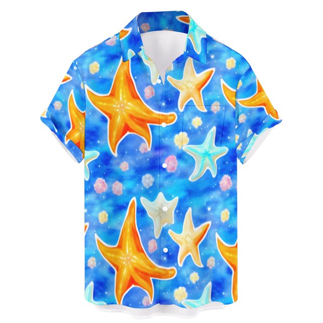 Camisas Manga Larga Hombre Hombres Moda Primavera Verano Casual Manga corta Turndown Neck Impreso Camisetas Top Blusa (Orange, XXL)