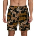 thumbnail image 2 of Picia Leopard Print pattern Mens Swim Trunks with Compression Liner Stretch Beach Shorts Quick Dry with Zipper Pockets No-Chafing Board Shorts-Large, 2 of 9