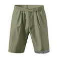 thumbnail image 4 of Mingw Mens Shorts Men Versatile Retro Flax Breathable Drawstring Elastic Waist Beach Shorts, 4 of 5
