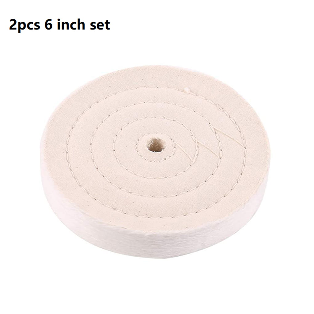 2Pcs 5 Inch Cotton Cloth Buffing Wheels Abrasive Pad For Wood Metal Polishing 