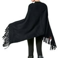 thumbnail image 3 of Hauaitttt Women Poncho Sweater V Neck Solid Knit Pullover Cape Lightweight Shawl Elegant Wrap with Fringes for Women Womens Dress Jackets for Evening Wear Girls Shawl Wool Scarf Shawl with Hood, 3 of 7