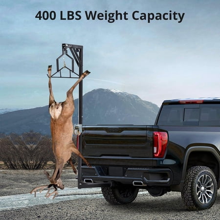 Deer Hoist for Truck Hitch Truck Hitch Game Hoist & Gambrel Deer Hanger for Skinning with Lifting Winch Adjustable Height and 360 Degrees Swivel 400 LBS Load Capacity