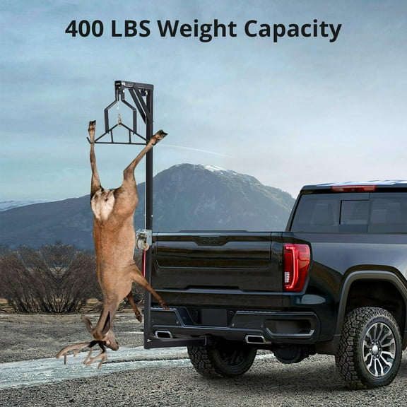 Deer Hoist for Truck Hitch, Truck Hitch Game Hoist & Gambrel, Deer Hanger for Skinning with Lifting Winch, Adjustable Height and 360 Degrees Swivel, 400 LBS Load Capacity