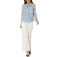 thumbnail image 3 of Allegra K Women's Long Sleeves Tie Neck Ruffle Collar Floral Print LeisureTop, 3 of 7