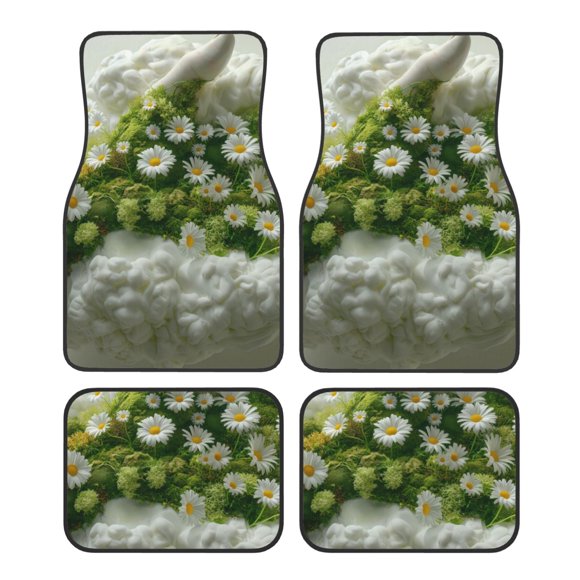 Cauagu Nature Hand Daisies Art Pattern Car Floor Mats,Car Carpet Mats with Heel Pad Universal Car Foot Mat Fit Automotive SUV,Sedan,Van,4pcs