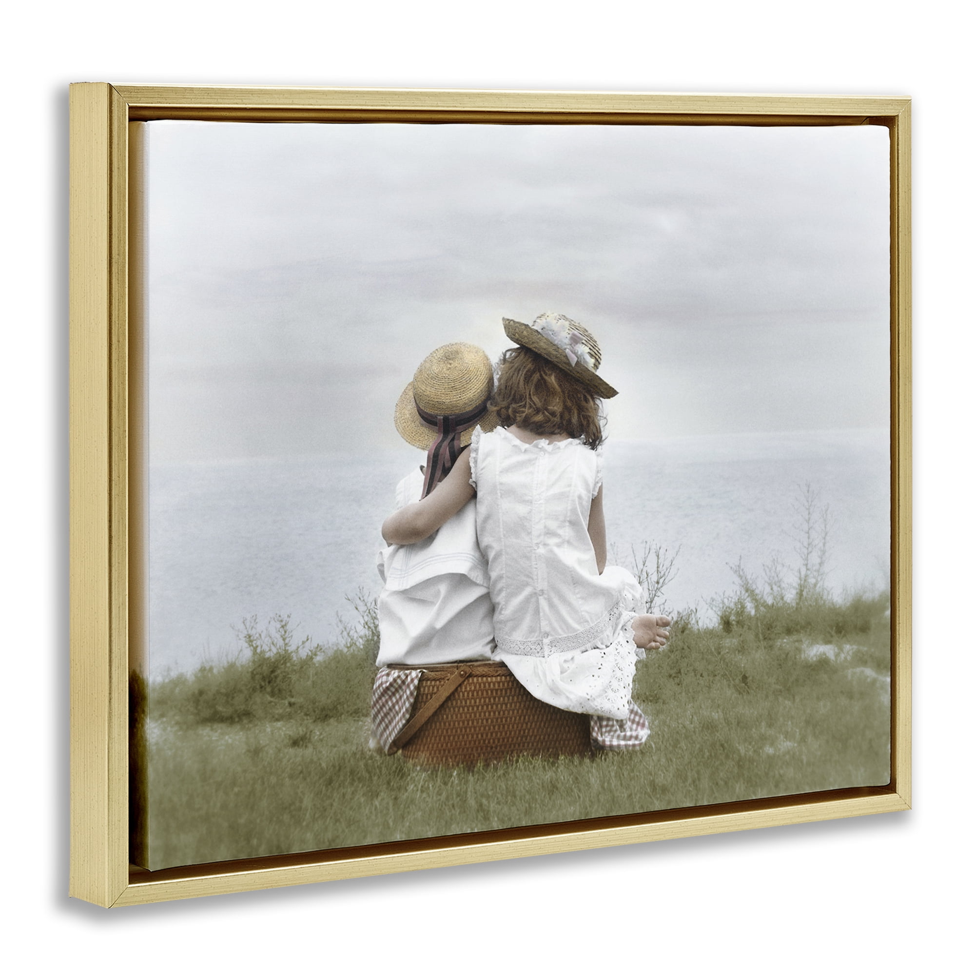 Stupell Industries Friends By The Ocean Gold Framed Floater Canvas Wall Art, design by Kendra Dew