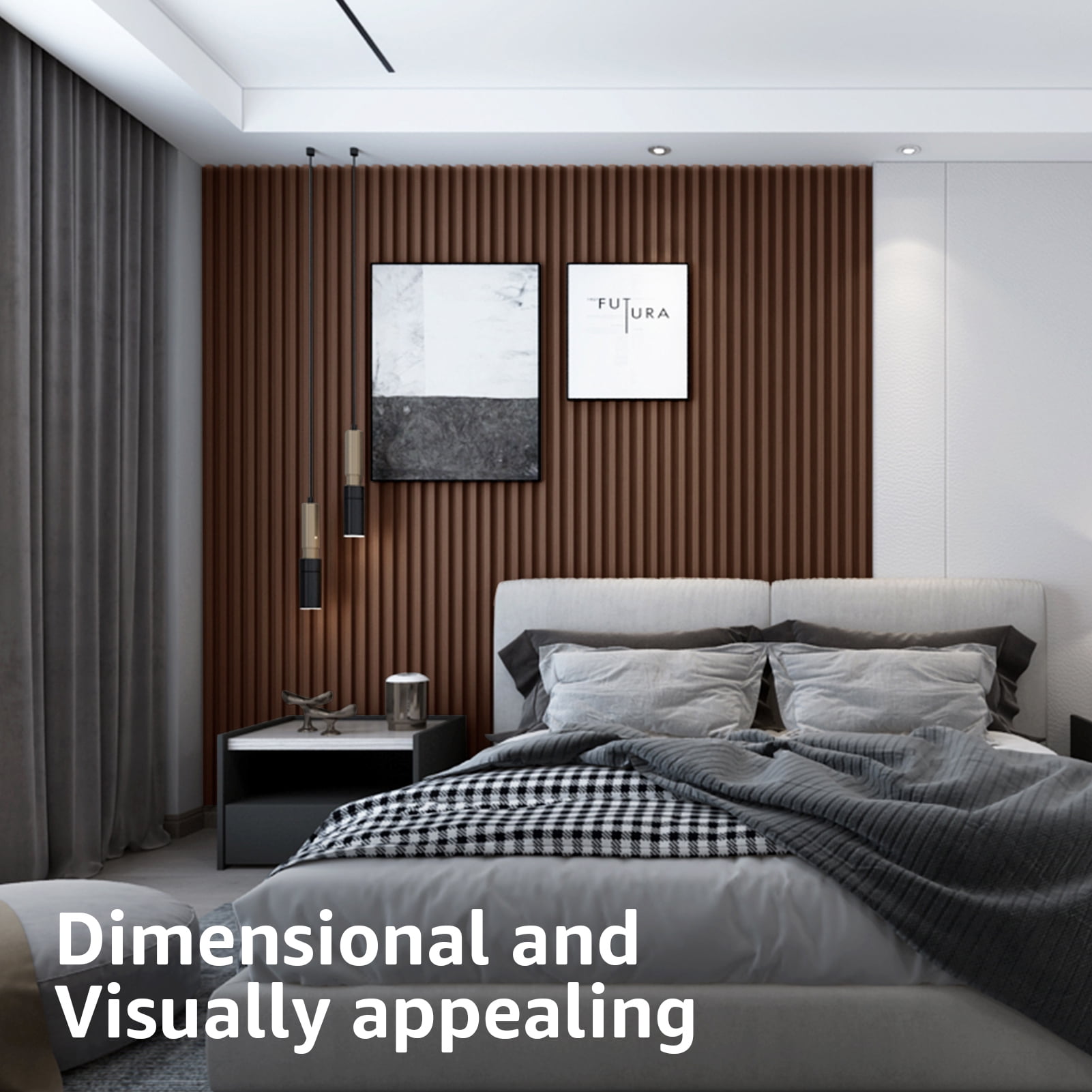 Art3d 4-Piece 104'' x 5.7''x 0.67'' Solid Wood Slat Wall Panels for Interior and Ceiling Decor,16.5 Sq.ft/Case,Walnut