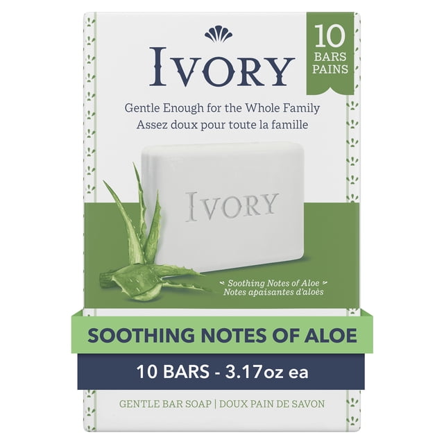 Ivory Gentle Bar Soap Aloe Scent (10 Bars)