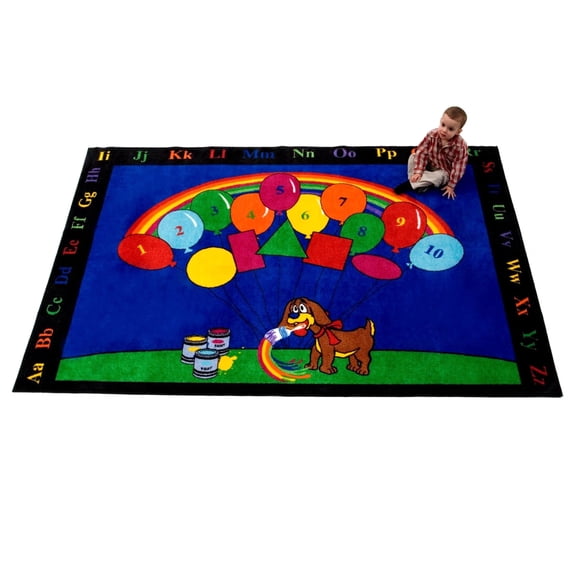 Kids World Carpets Rainbow Paint Multicolor Nylon Children's Educational Play Area Rug (5' x 8') - EXACT SIZE - EXACT SIZE