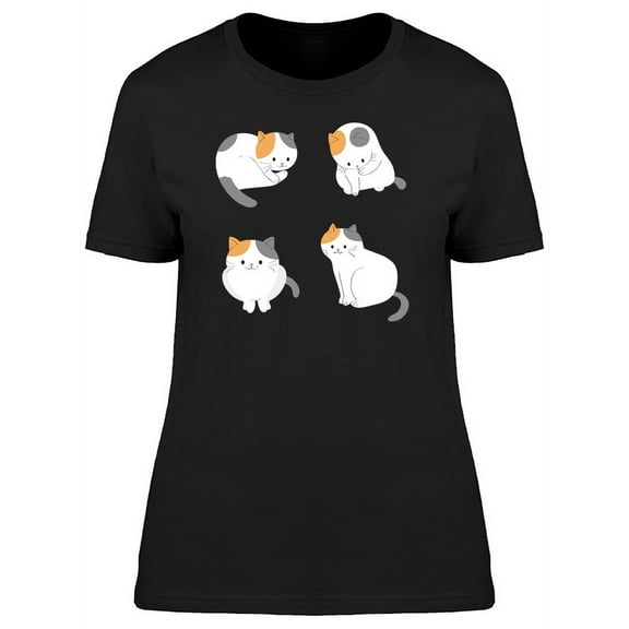 4 Adorable Poses Of Cat T-Shirt Women -Image by Shutterstock, Female XX-Large