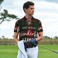 thumbnail image 3 of KLL Wonderful Time Christmas Print Men's Short Sleeve Golf Polo,Three-Button Polo Shirts Summer Fashion Golf Shirt-3X-Large, 3 of 6