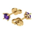 thumbnail image 2 of 0.2 ct Push-Back Stud Earrings for Women | 3.0mm Round Cut Natural Amethyst | 18K Yellow Gold, 2 of 5
